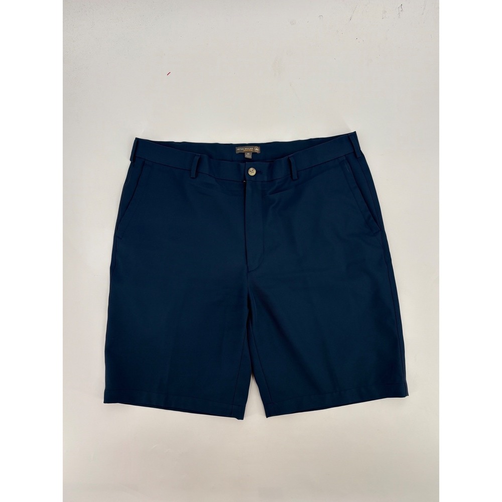 Peter Millar Crown Sport Mens 36 Navy Blue Performance Golf Shorts Flat Front